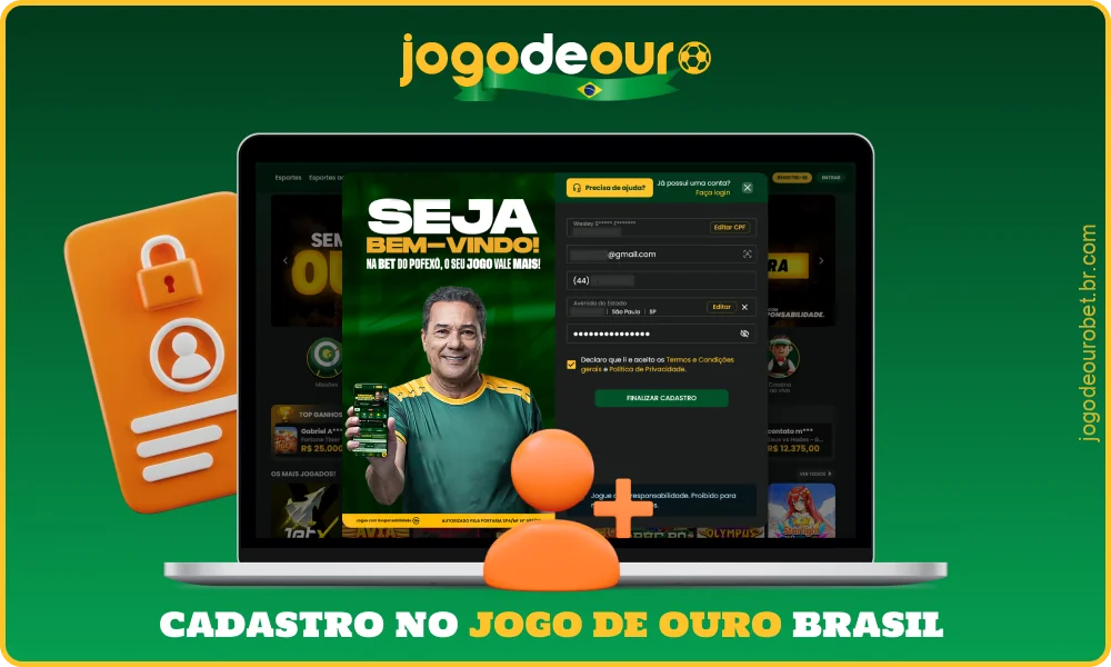 O registro no Jogo de Ouro Brasil dá acesso a apostas esportivas, jogos de cassino e bônus de boas-vindas