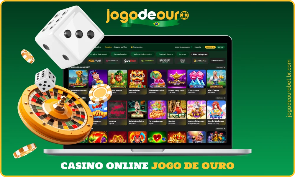 O cassino online Jogo de Ouro no Brasil oferece caça-níqueis, jogos de mesa e crash games, além de cassino ao vivo