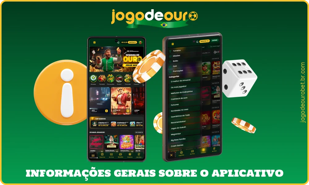 O Jogo de Ouro é um aplicativo móvel prático que combina apostas esportivas e cassino online em uma única plataforma