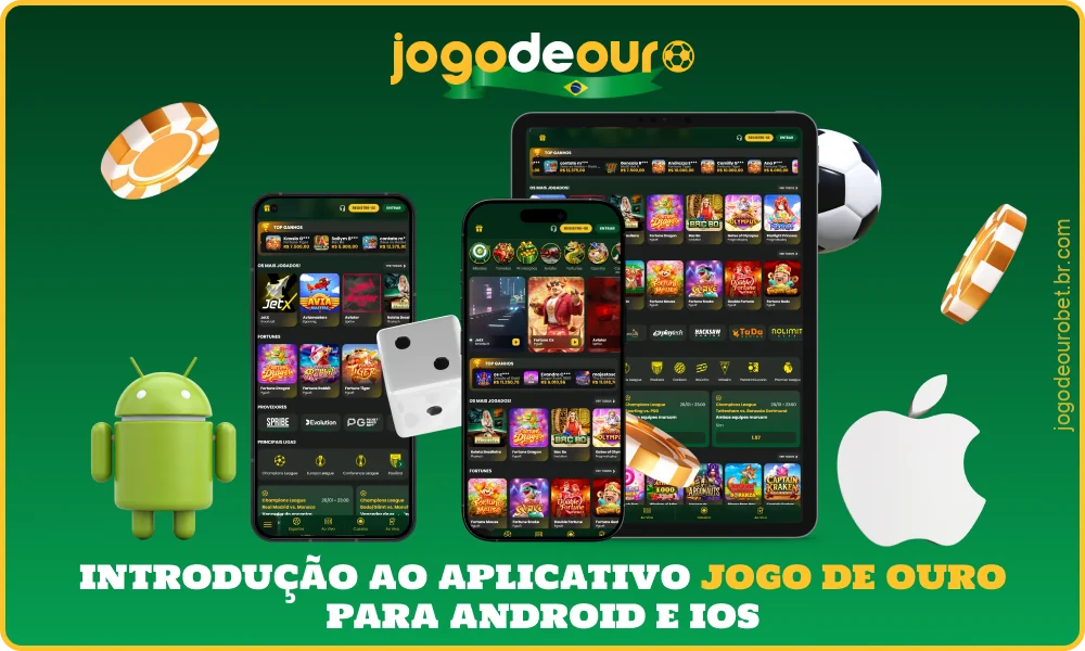 O aplicativo Jogo de Ouro oferece acesso total a apostas, pagamentos e mercados no Android e iOS