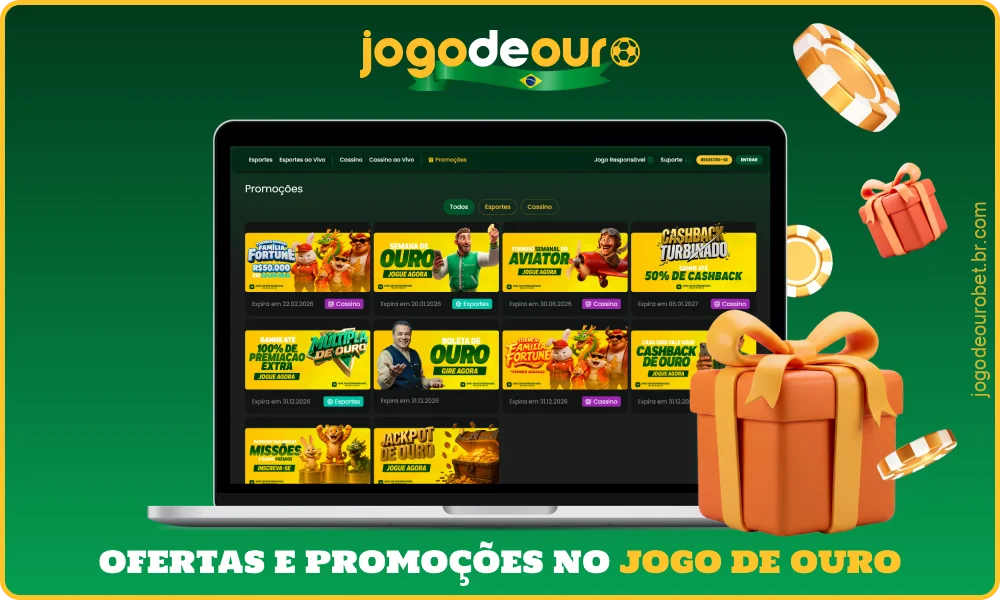 O Jogo de Ouro no Brasil oferece diversas promoções e bônus para jogadores novos e antigos