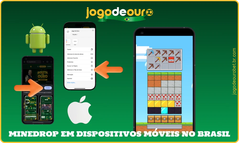 O aplicativo Jogo de Ouro MineDrop pode ser baixado gratuitamente no site oficial no Brasil
